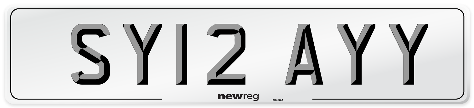 SY12 AYY Number Plate from New Reg